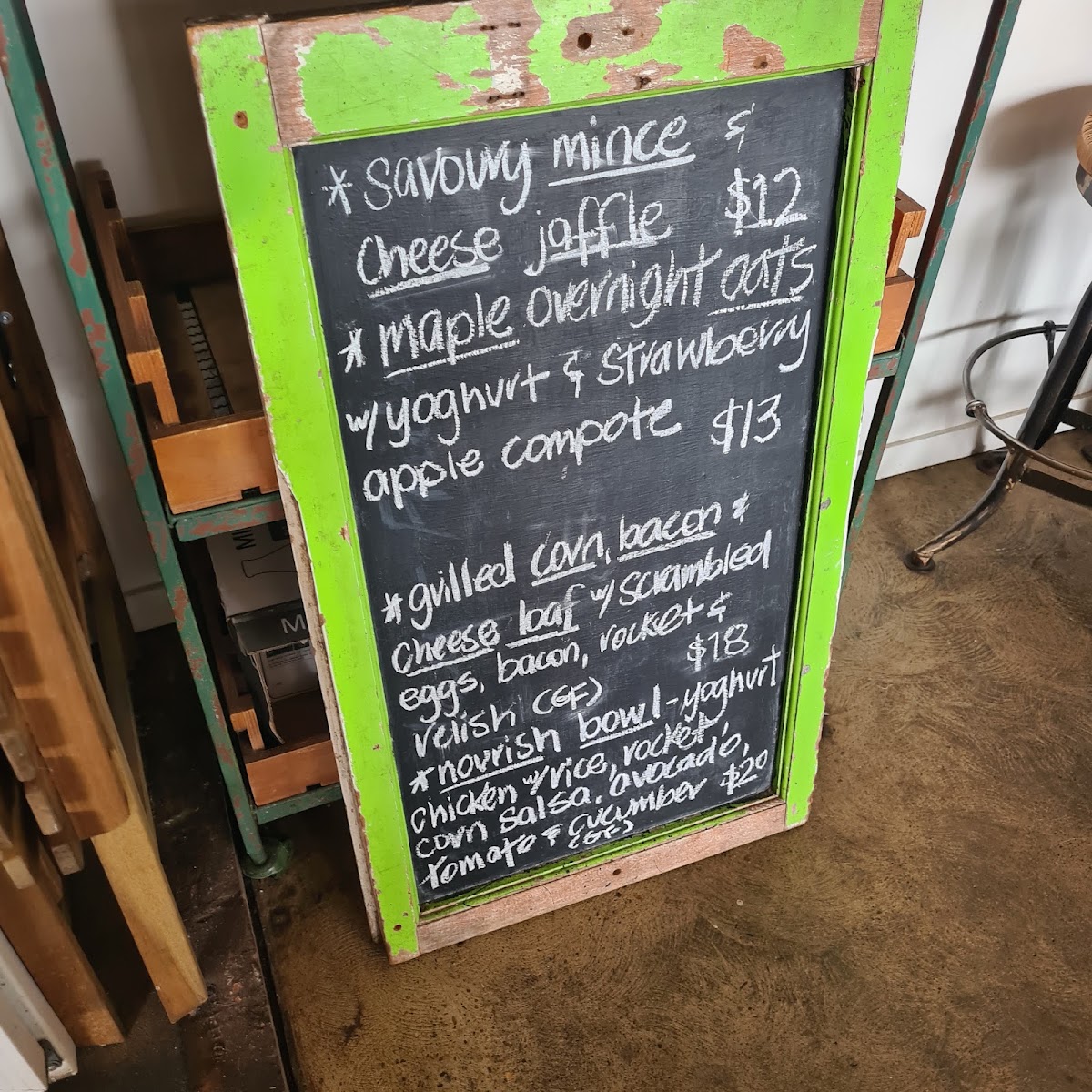 Ananas Espresso menu board