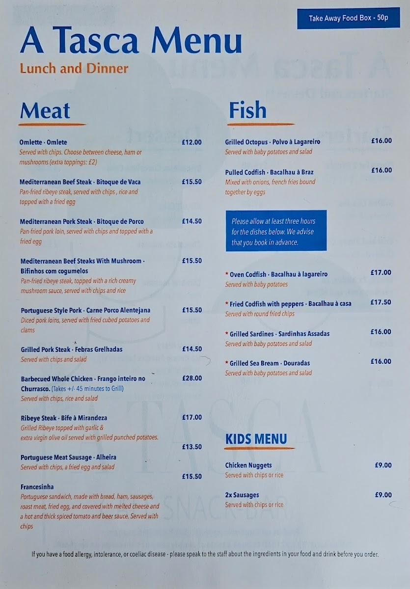 A Tasca - Soham menu board