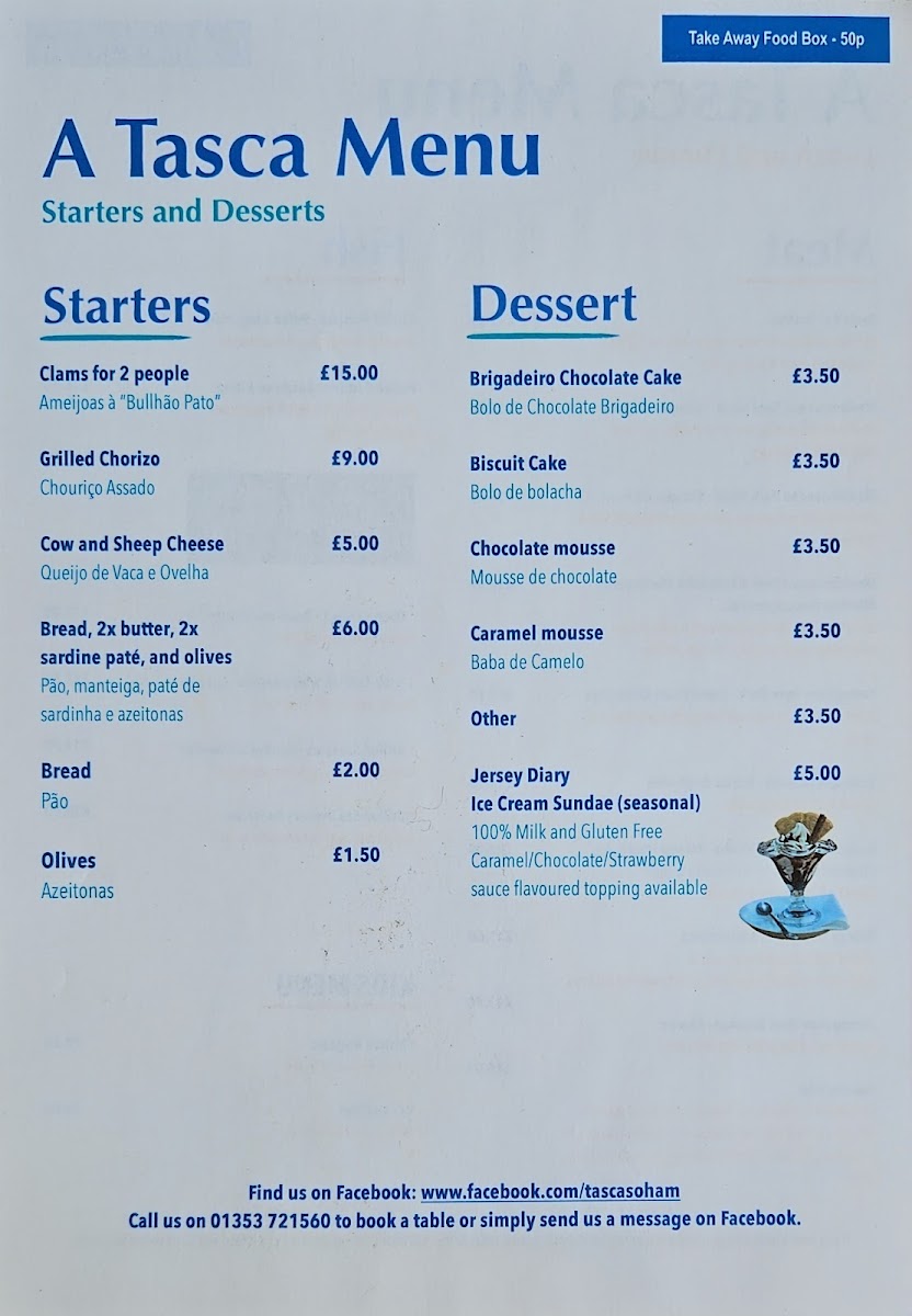 A Tasca - Soham menu board