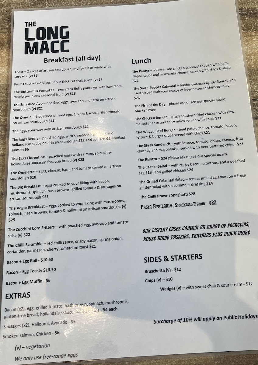 The Long Macc menu board
