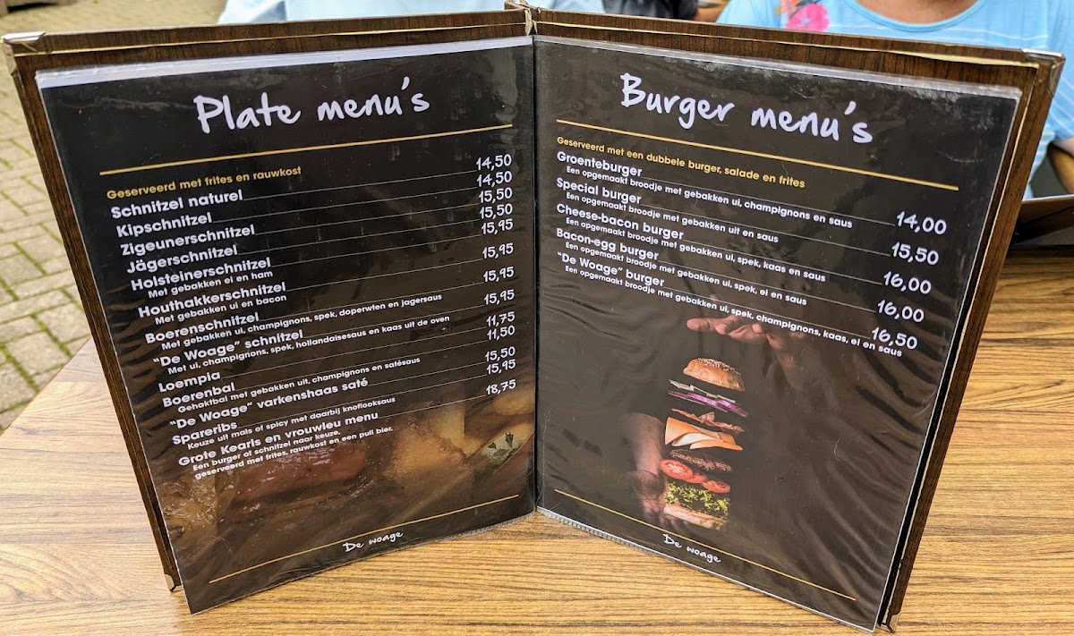 Eterij De Woage menu board