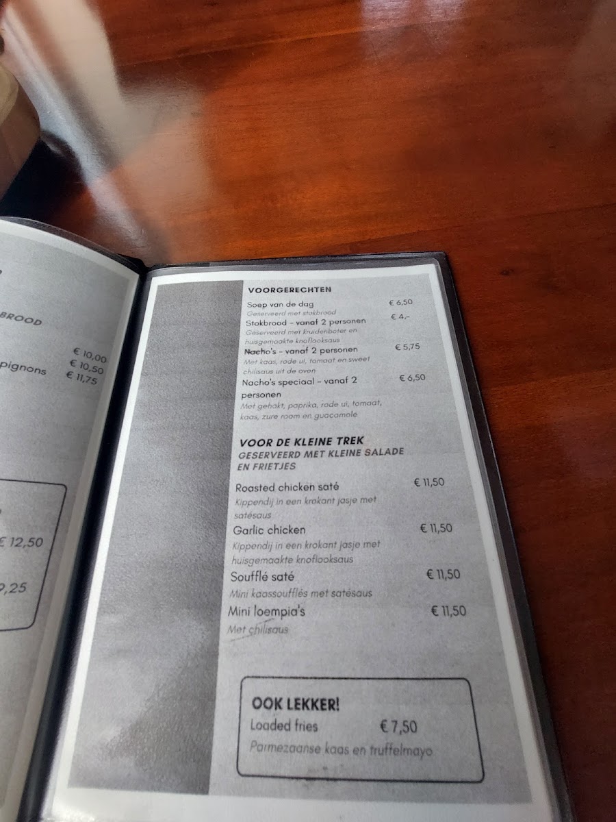 Eterij De Woage menu board