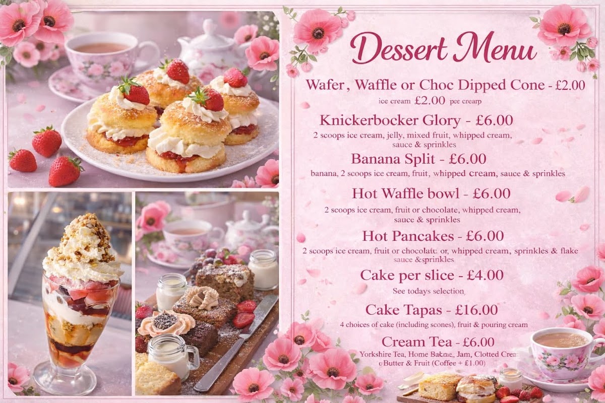 Poppies Tea Room menu board