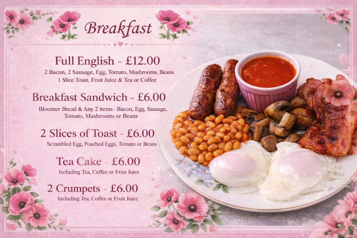 Poppies Tea Room menu board