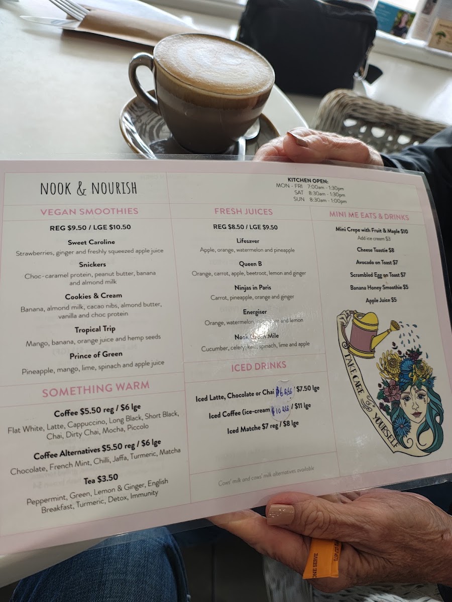 Nook & Nourish menu board