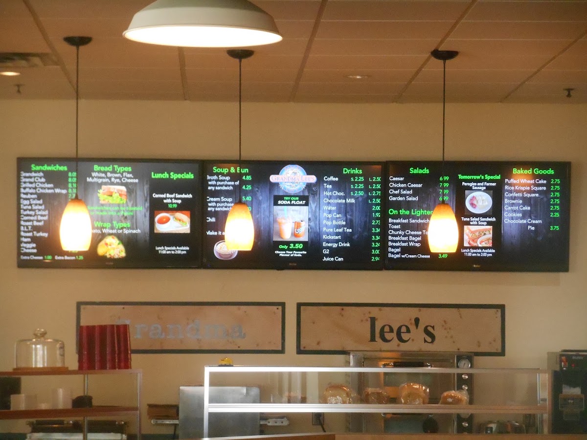 Grandma Lee's Bakery & Cafe menu board