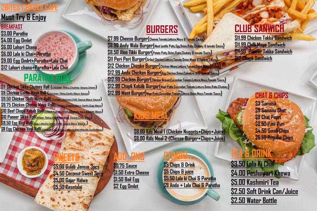 2Bites chaska cafe menu board