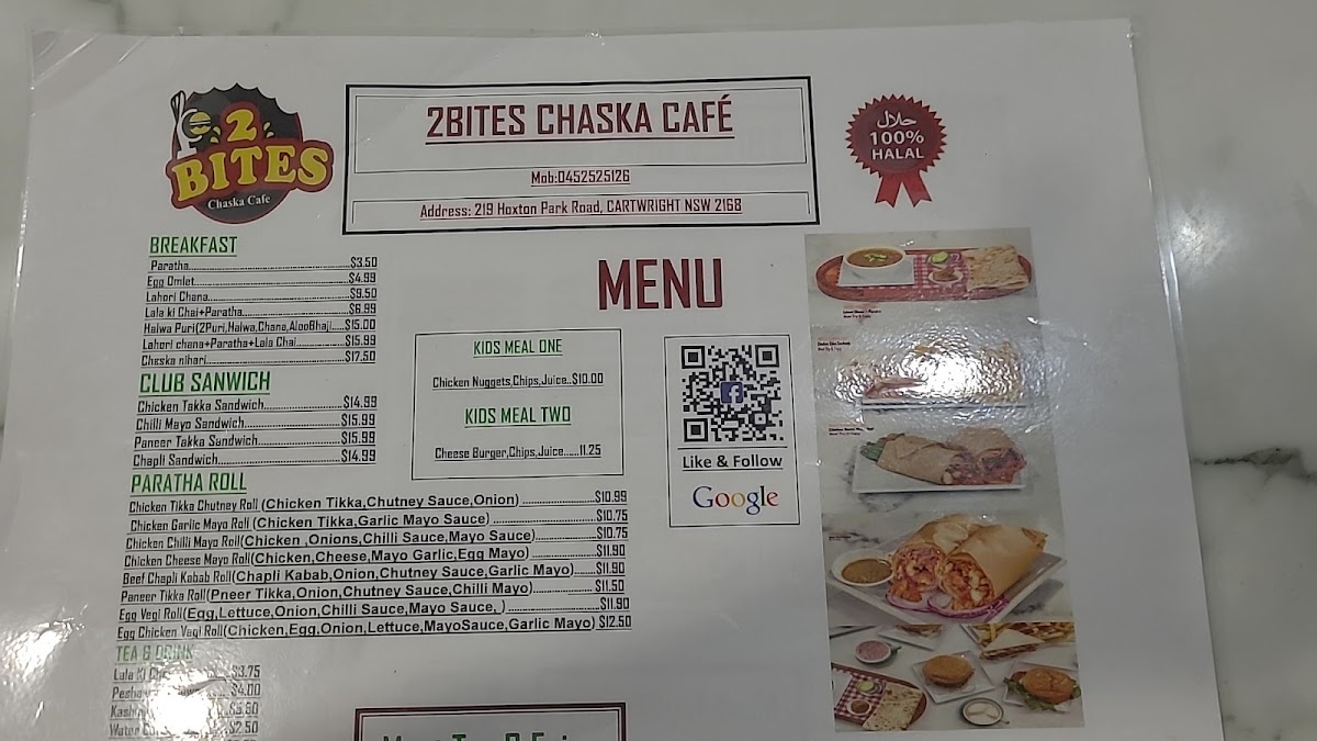 2Bites chaska cafe menu board