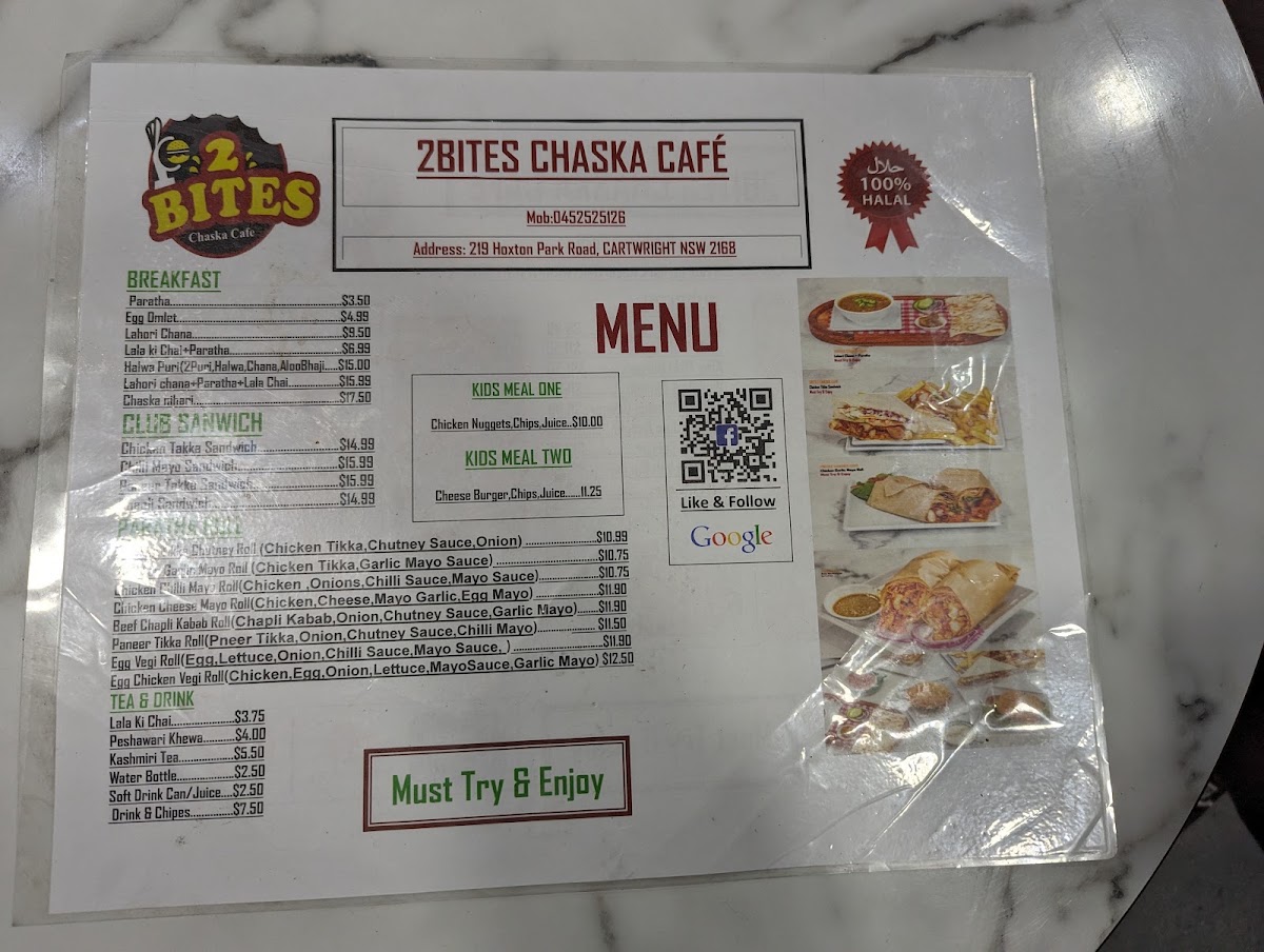 2Bites chaska cafe menu board
