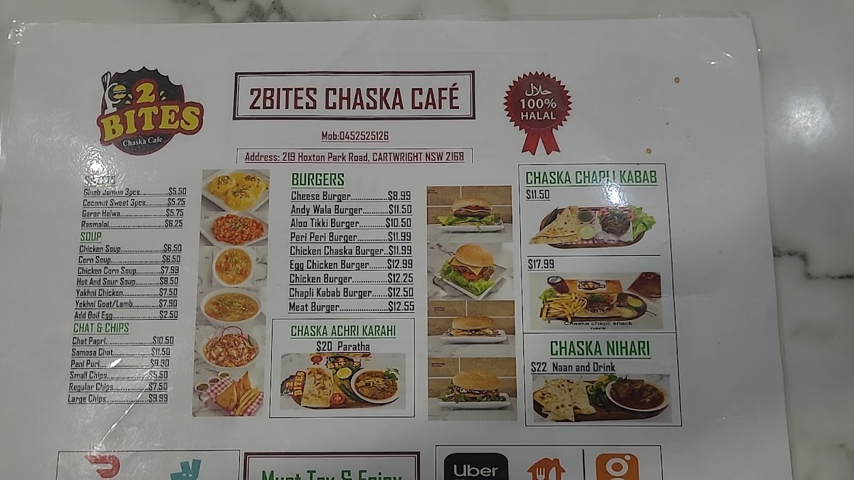 2Bites chaska cafe menu board