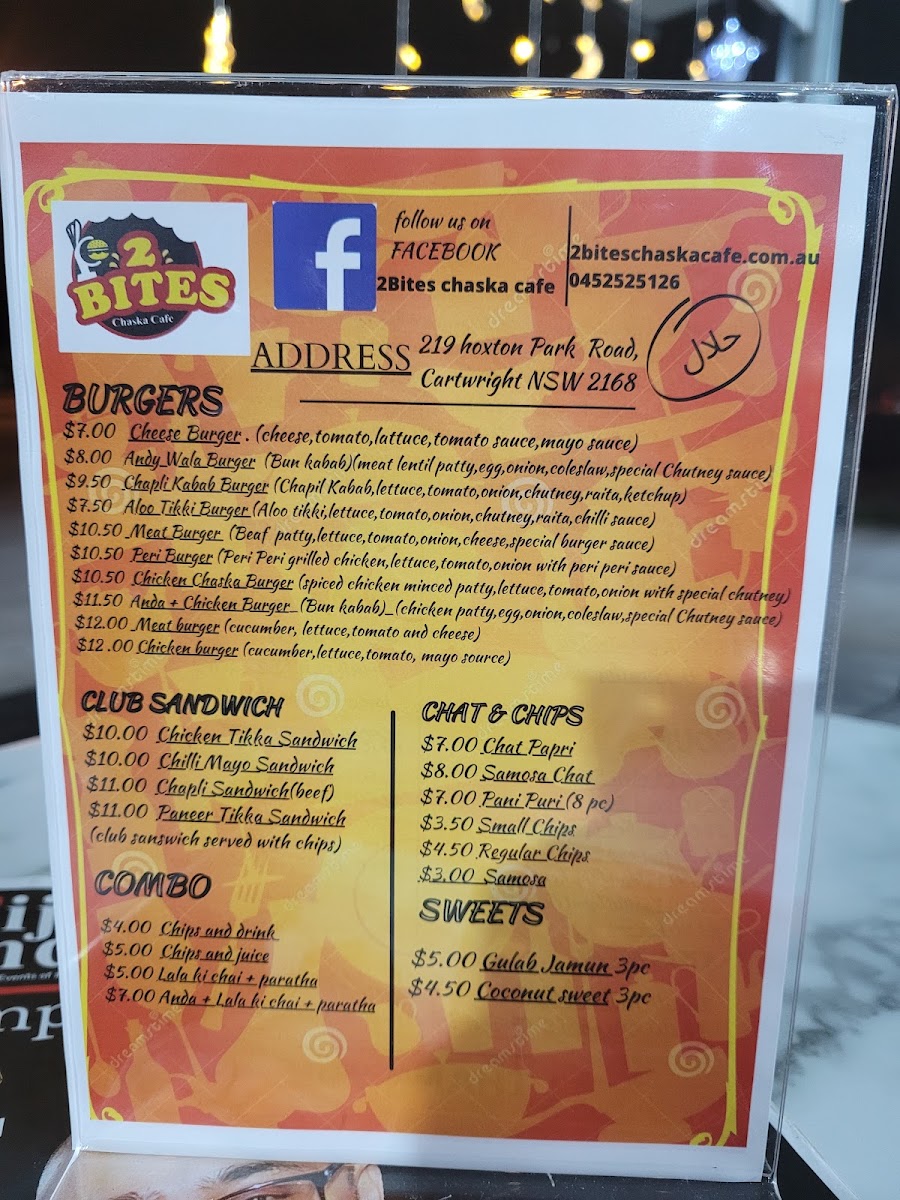 2Bites chaska cafe menu board
