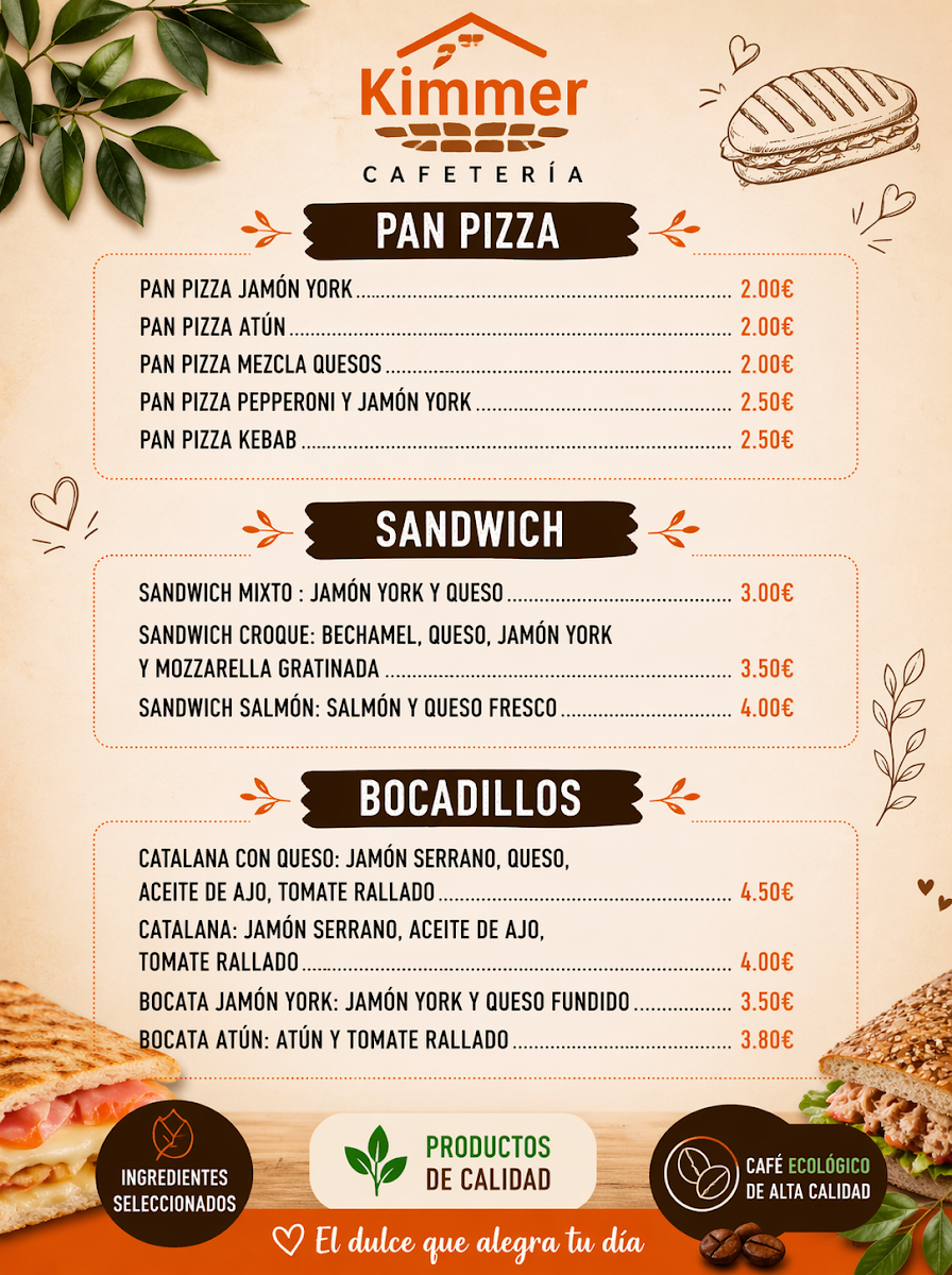 Kimmer menu board