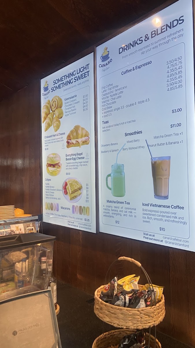 Canard Café Bar Stamford menu board