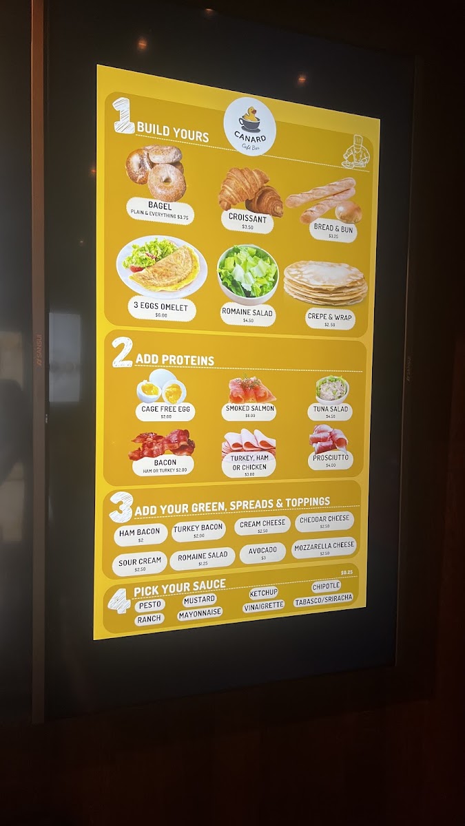 Canard Café Bar Stamford menu board