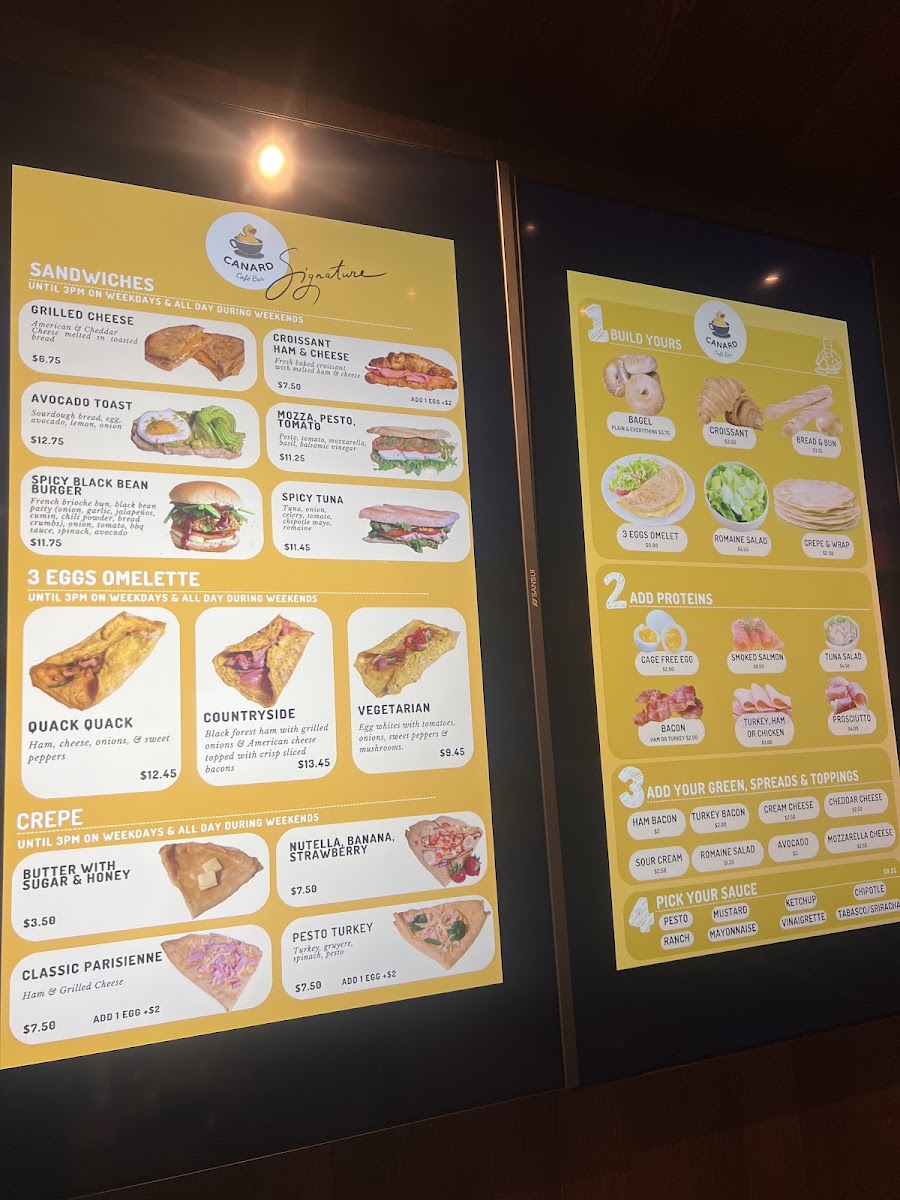 Canard Café Bar Stamford menu board