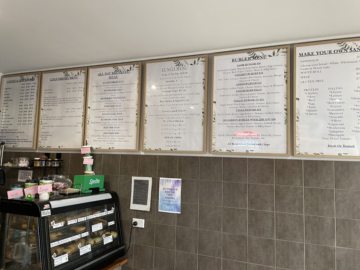 The shearing shed cafe menu board