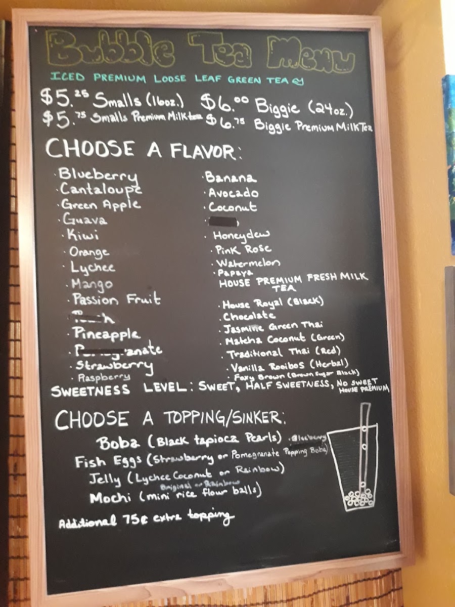 The Northern Tea House menu board