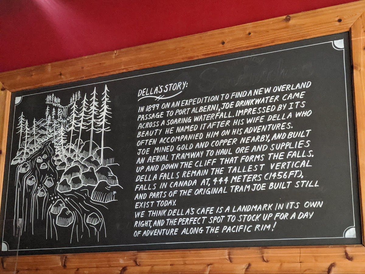 Dellas Cafe and Gift Shop menu board