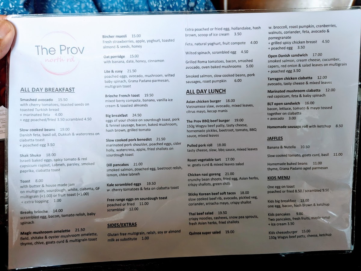The Ormond Provedore Cafe menu board