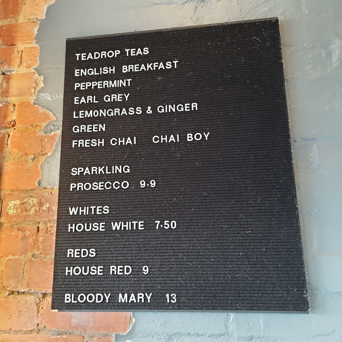 The Ormond Provedore Cafe menu board