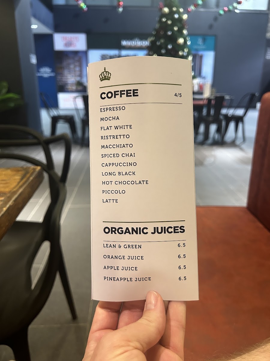 King Carlos Coffee Roasters menu board