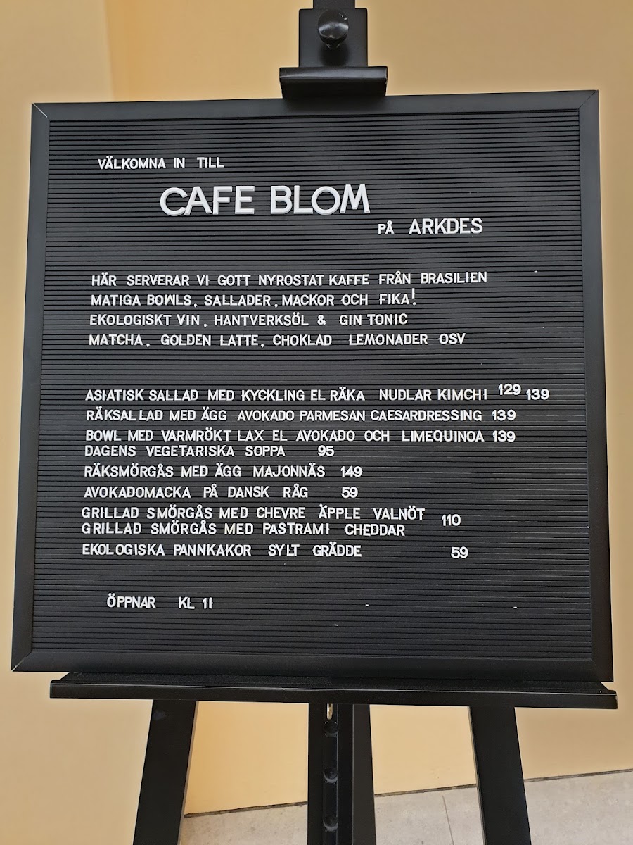 Café Blom menu board