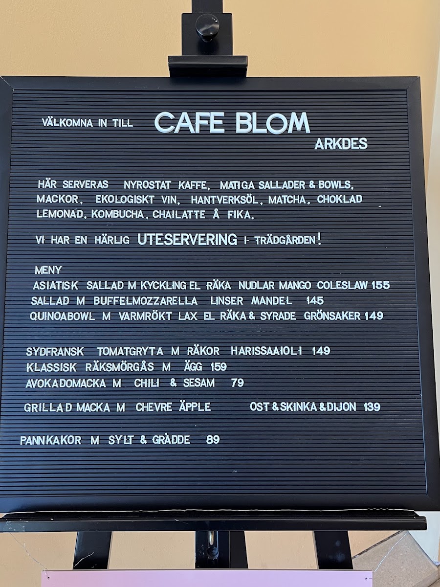 Café Blom menu board