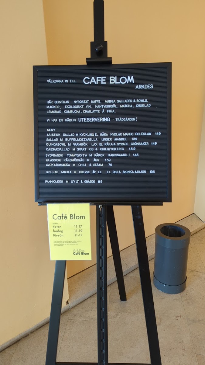 Café Blom menu board