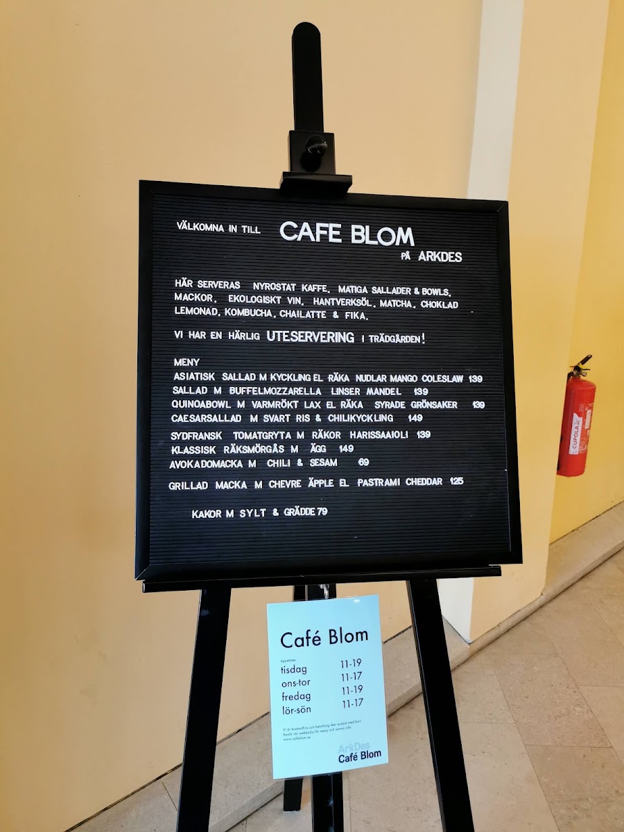 Café Blom menu board