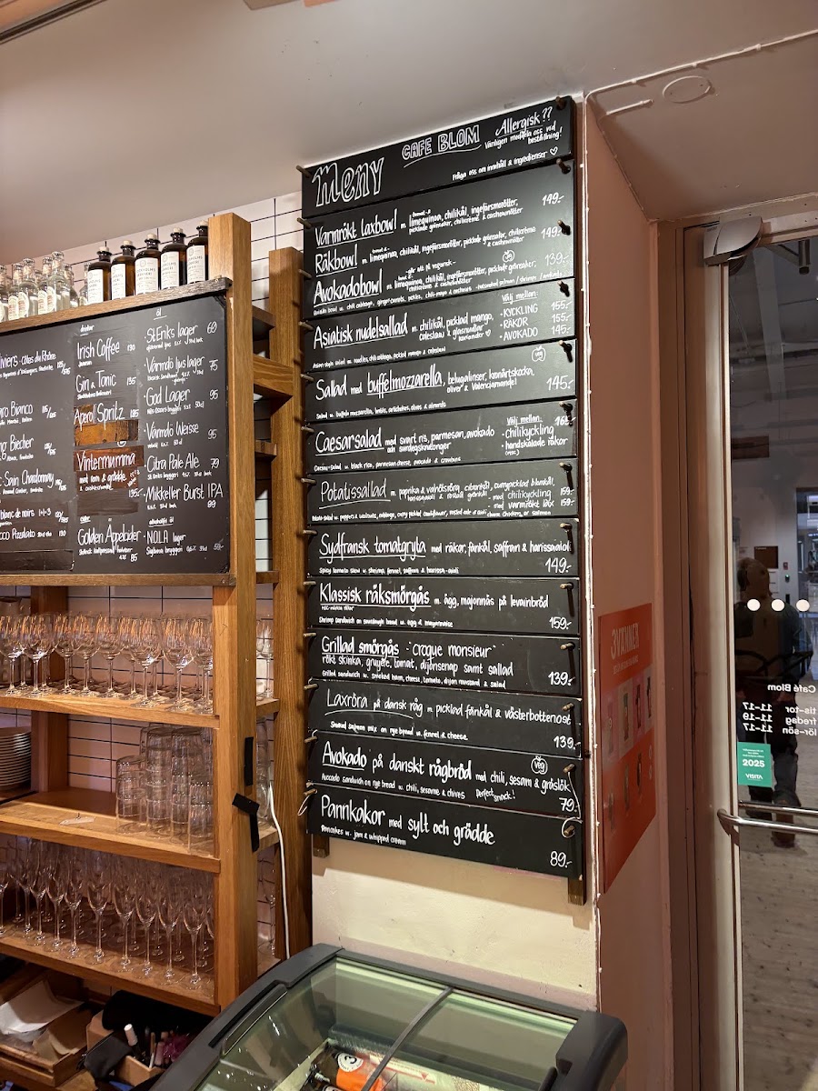 Café Blom menu board