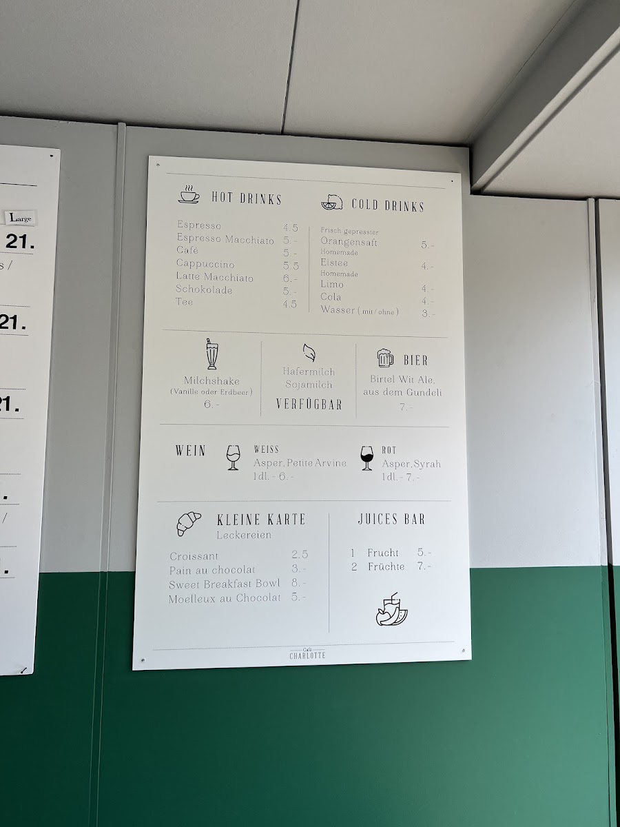 Café Charlotte menu board