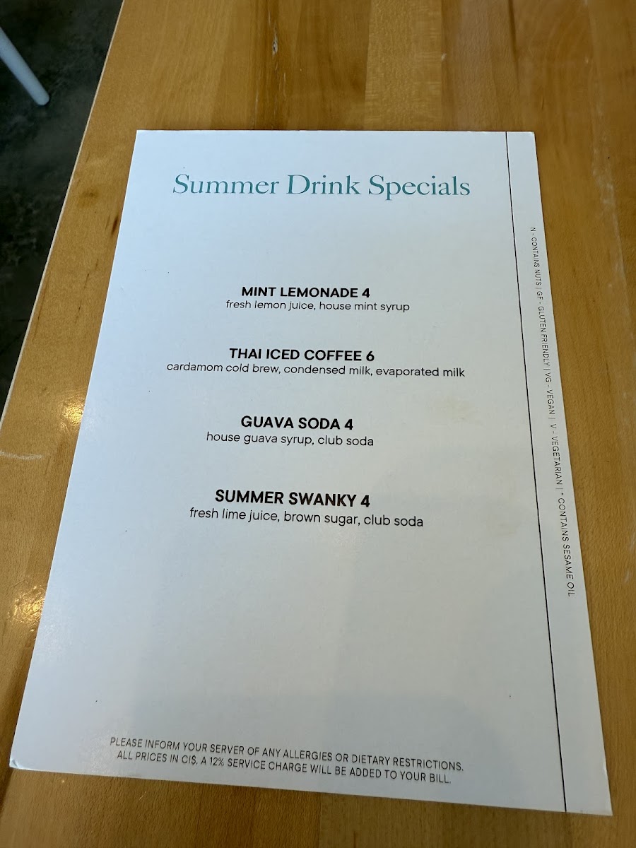 Water & the Elephant menu board