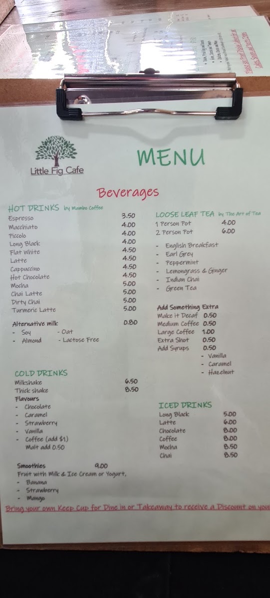 Little Fig Café menu board