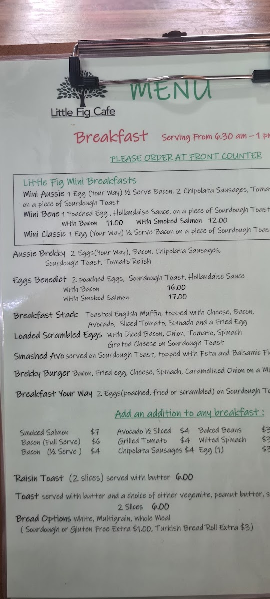 Little Fig Café menu board