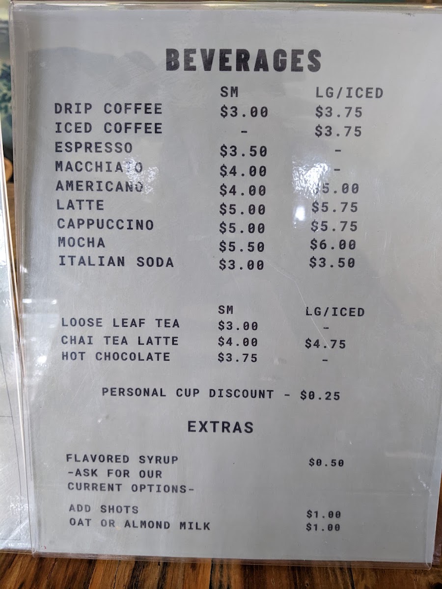 Cafe Franco menu board