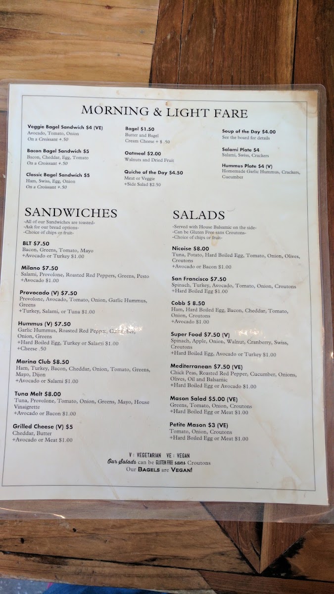 Cafe Franco menu board