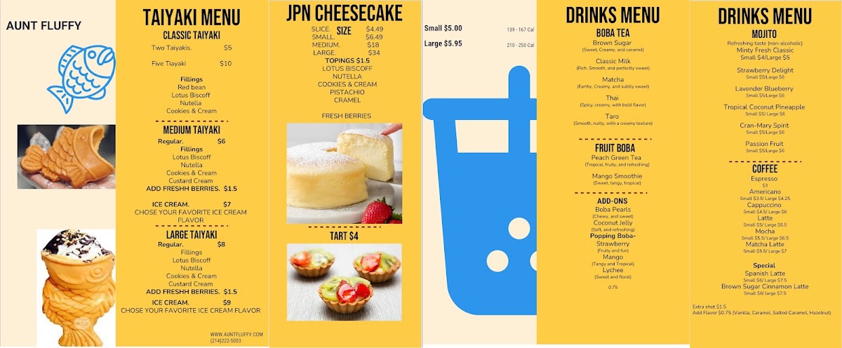 Aunt Fluffy menu board