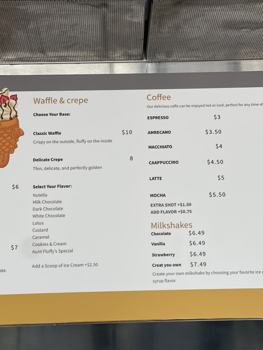 Aunt Fluffy menu board