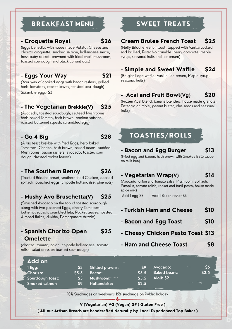 Mt. 8848 Cafe and Restaurant menu board