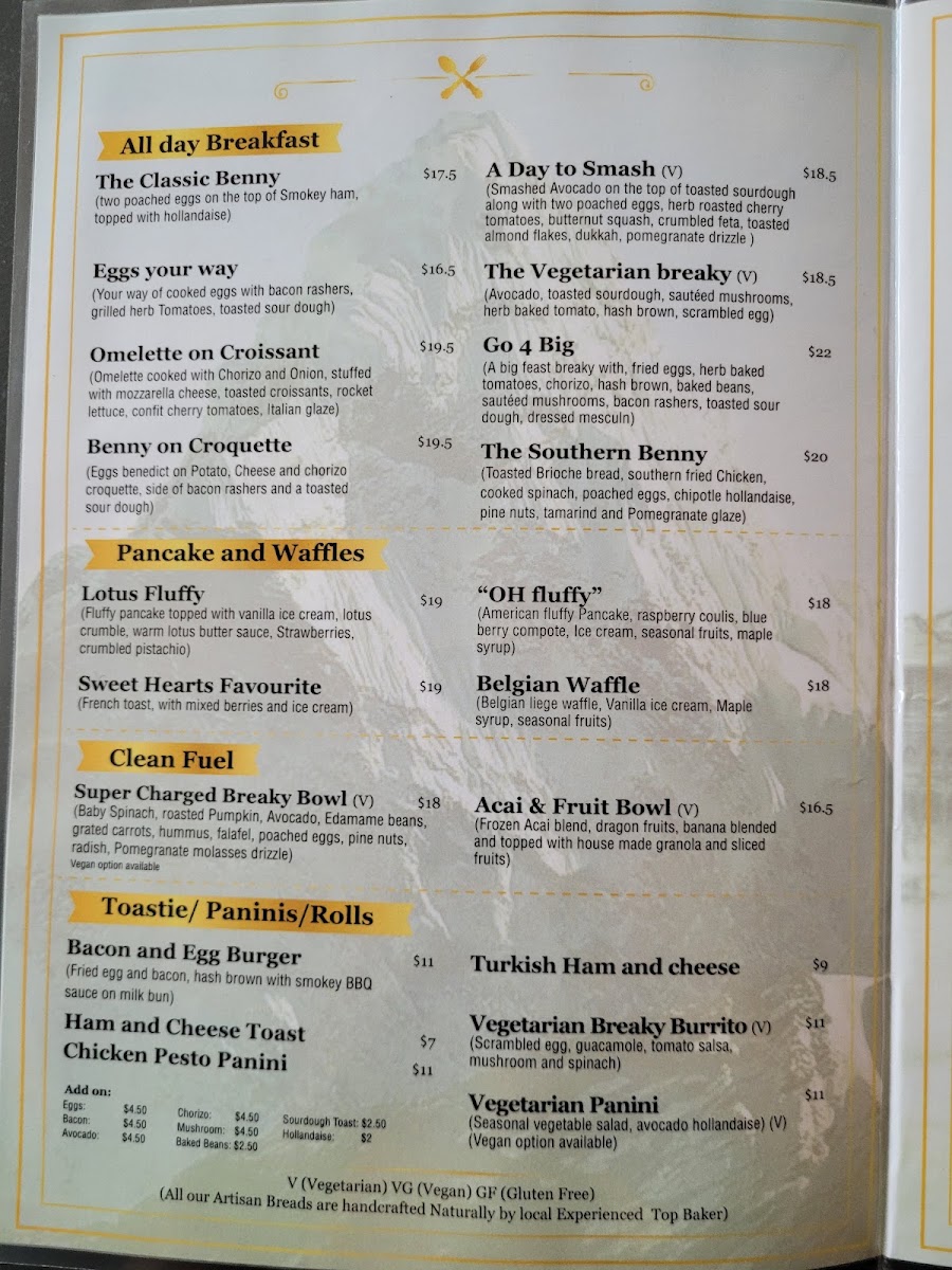 Mt. 8848 Cafe and Restaurant menu board