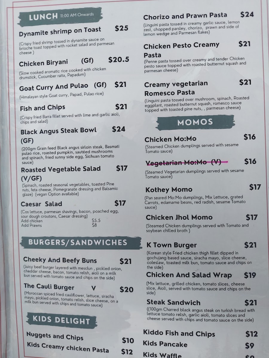Mt. 8848 Cafe and Restaurant menu board