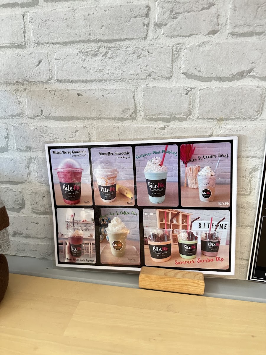 Bite Me Bakery & Cafe' menu board