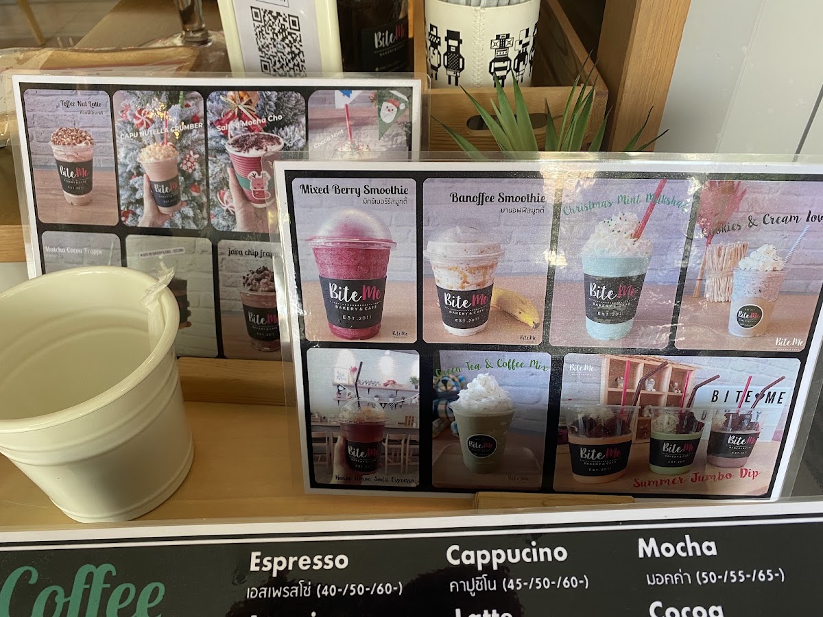 Bite Me Bakery & Cafe' menu board