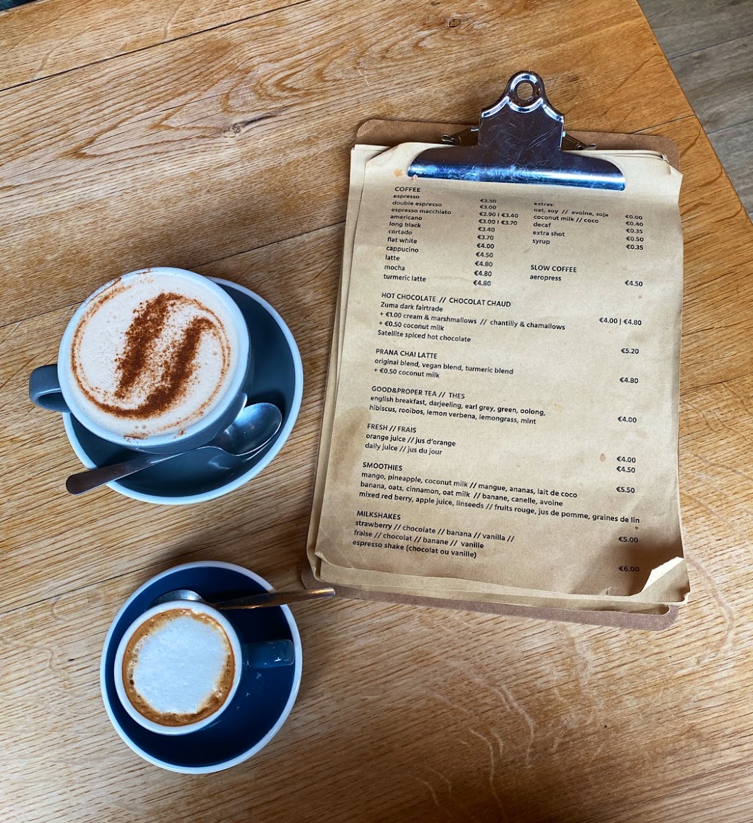 Satellite Coffee menu board