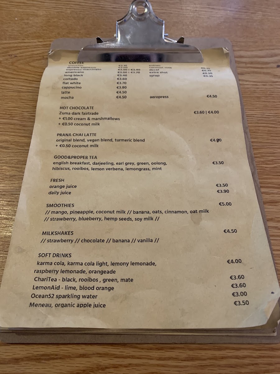 Satellite Coffee menu board