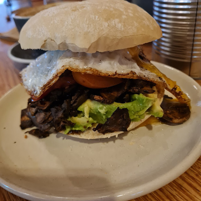 Mushroom Avocado and Egg Bun