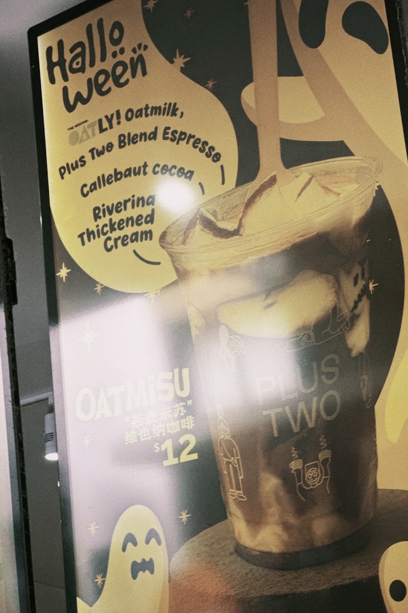 Plus Two Coffee Mascot menu board