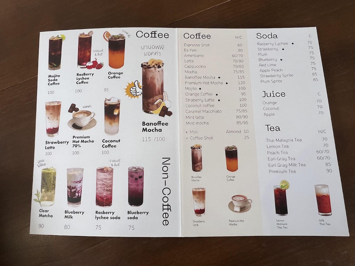 Episode Cafe at Suratthani menu board