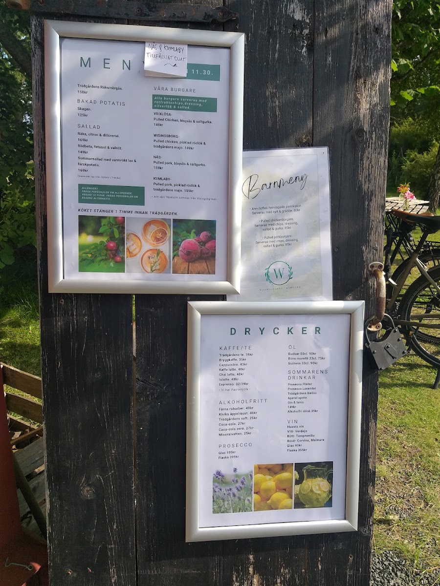 Wisingsborgs Trädgård menu board