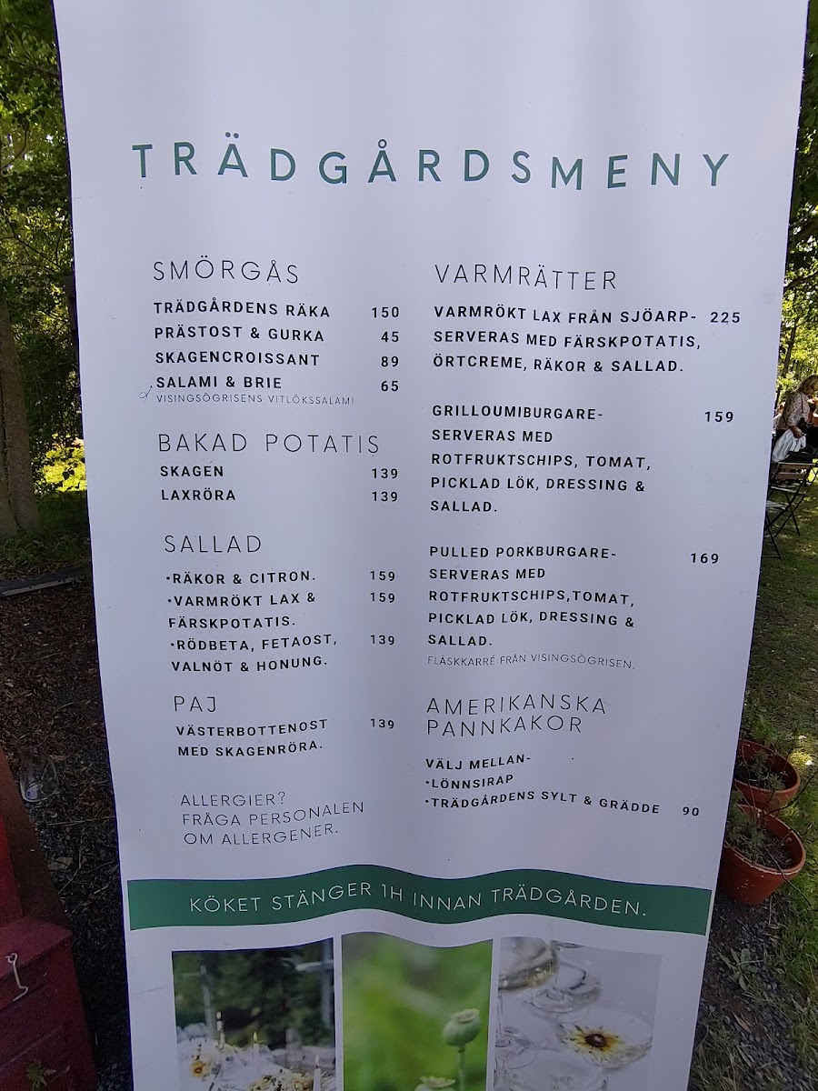 Wisingsborgs Trädgård menu board